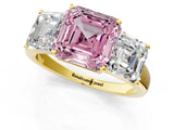 Yellow gold Three-Stone Fancy Pink Asscher Cut Cut Solitaire Ring with Classic Prong Setting_1