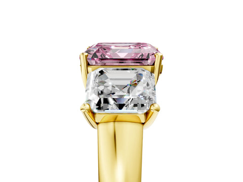 Yellow gold Three-Stone Fancy Pink Asscher Cut Cut Solitaire Ring with Classic Prong Setting_5