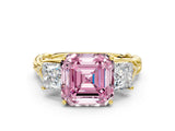 Yellow gold Three-Stone Fancy Pink Asscher Cut Diamond Braided Band Ring with Four-Prong Setting_50
