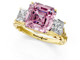 Yellow gold Three-Stone Fancy Pink Asscher Cut Diamond Braided Band Ring with Four-Prong Setting_51