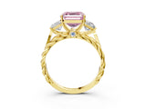 Yellow gold Three-Stone Fancy Pink Asscher Cut Diamond Braided Band Ring with Four-Prong Setting_53