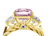 Yellow gold Three-Stone Fancy Pink Asscher Cut Diamond Braided Band Ring with Four-Prong Setting_54