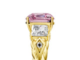 Yellow gold Three-Stone Fancy Pink Asscher Cut Diamond Braided Band Ring with Four-Prong Setting_55