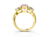 Yellow gold Three-Stone Fancy Pink Asscher Cut Diamond Channel Set Engagement Ring with Prong Setting_15