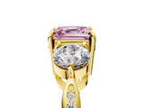Yellow gold Three-Stone Fancy Pink Asscher Cut Diamond Channel Set Engagement Ring with Prong Setting_17