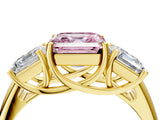 Yellow gold Three-Stone Fancy Pink Asscher Cut Diamond Engagement Ring with Prong Setting_7
