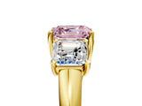 Yellow gold Three-Stone Fancy Pink Asscher Cut Diamond Engagement Ring with Prong Setting_8