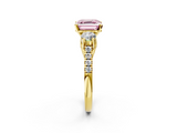 Yellow gold Three-Stone Fancy Pink Asscher  Cut Diamond Pavé Band with Four-Prong Setting_2