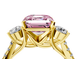 Yellow gold Three-Stone Fancy Pink Asscher  Cut Diamond Pavé Band with Four-Prong Setting_4