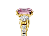 Yellow gold Three-Stone Fancy Pink Asscher  Cut Diamond Pavé Band with Four-Prong Setting_5