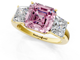 Yellow gold Three-Stone Fancy Pink Asscher  Cut Diamond Ring with Channel-Set Band and Four-Prong Setting_17