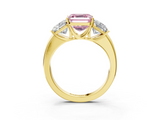 Yellow gold Three-Stone Fancy Pink Asscher  Cut Diamond Ring with Channel-Set Band and Four-Prong Setting_19