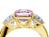 Yellow gold Three-Stone Fancy Pink Asscher  Cut Diamond Ring with Channel-Set Band and Four-Prong Setting_20