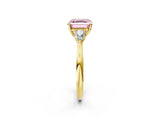 Yellow gold Three-Stone Fancy Pink Asscher Cut Diamond Ring with Pear  Side Stones in Four-Prong Setting_14