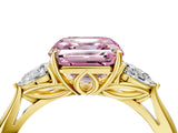 Yellow gold Three-Stone Fancy Pink Asscher Cut Diamond Ring with Pear  Side Stones in Four-Prong Setting_16