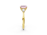 Yellow gold Three-Stone Fancy Pink Asscher  Cut Diamond Ring with Pear Side Stones in Four-Prong Setting_19
