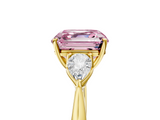 Yellow gold Three-Stone Fancy Pink Asscher  Cut Diamond Ring with Pear Side Stones in Four-Prong Setting_22