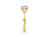 Yellow gold Three-Stone Fancy Pink Asscher Cut Diamond Ring with Pear  Side Stones in Four-Prong Setting_50