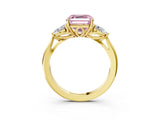 Yellow gold Three-Stone Fancy Pink Asscher Cut Diamond Ring with Pear  Side Stones in Four-Prong Setting_51