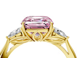 Yellow gold Three-Stone Fancy Pink Asscher Cut Diamond Ring with Pear  Side Stones in Four-Prong Setting_52