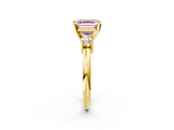 Yellow gold Three-Stone Fancy Pink Asscher  Cut Diamond Solitaire with Prong Setting and Classic Band_2