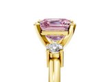Yellow gold Three-Stone Fancy Pink Asscher  Cut Diamond Solitaire with Prong Setting and Classic Band_5