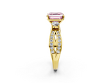 Yellow gold Three-Stone Fancy Pink Asscher  Cut Diamond Twist Band with Prong Setting_19