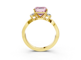 Yellow gold Three-Stone Fancy Pink Asscher  Cut Diamond Twist Band with Prong Setting_20
