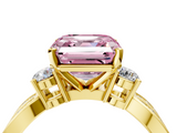 Yellow gold Three-Stone Fancy Pink Asscher  Cut Diamond Twist Band with Prong Setting_21