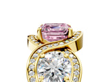 Yellow gold Three-Stone Fancy Pink Asscher Cut Diamond Wave Pave Band with Prong Setting_5