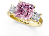 Yellow gold Three-Stone Fancy Pink Asscher  Cut Solitaire Ring with Prong Setting_4
