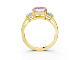 Yellow gold Three-Stone Fancy Pink Asscher  Cut Solitaire Ring with Prong Setting_6
