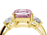 Yellow gold Three-Stone Fancy Pink Asscher  Cut Solitaire Ring with Prong Setting_7