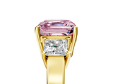 Yellow gold Three-Stone Fancy Pink Asscher  Cut Solitaire Ring with Prong Setting_8