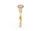 Yellow gold Three-Stone Fancy Pink Asscher  Diamond Ring with Pear Side Stones in Four-Prong Setting_20