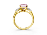 Yellow gold Three-Stone Fancy Pink Asscher  Diamond Ring with Pear Side Stones in Four-Prong Setting_21