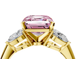 Yellow gold Three-Stone Fancy Pink Asscher  Diamond Ring with Pear Side Stones in Four-Prong Setting_22
