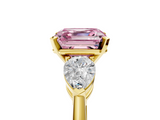 Yellow gold Three-Stone Fancy Pink Asscher  Diamond Ring with Pear Side Stones in Four-Prong Setting_23