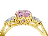 Yellow gold Three-Stone Fancy Pink Cushion Cut Brilliant Diamond Solitaire Ring with Tapered Band and Four-Prong Setting_10