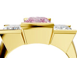 Yellow gold Three Stone Fancy Pink Cushion Cut Cut Channel Set Diamond Ring_4