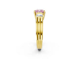 Yellow gold Three-Stone Fancy Pink Cushion Cut Cut Classic Band Prong Setting Ring_2