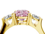 Yellow gold Three-Stone Fancy Pink Cushion Cut Cut Classic Band Prong Setting Ring_4