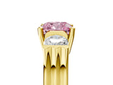 Yellow gold Three-Stone Fancy Pink Cushion Cut Cut Classic Band Prong Setting Ring_5