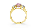 Yellow gold Three-Stone Fancy Pink Cushion Cut Cut Diamond Engagement Ring with Flat Band and Four-Prong Setting_15