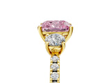 Yellow gold Three-Stone Fancy Pink Cushion Cut Cut Diamond Pavé Band with Prong Setting_20