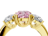 Yellow gold Three-Stone Fancy Pink Cushion Cut Cut Diamond Ring with Channel Set Band and Four-Prong Setting_28