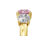 Yellow gold Three-Stone Fancy Pink Cushion Cut Cut Diamond Ring with Channel Set Band and Four-Prong Setting_29