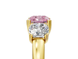 Yellow gold Three-Stone Fancy Pink Cushion Cut Cut Diamond Ring with Channel Set Band and Four-Prong Setting_5
