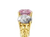 Yellow gold Three-Stone Fancy Pink Cushion Cut Cut Diamond Ring with Channel-Set Band and Prong Setting_5