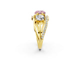 Yellow gold Three-Stone Fancy Pink Cushion Cut Cut Diamond Split Shank Prong Set Ring_2